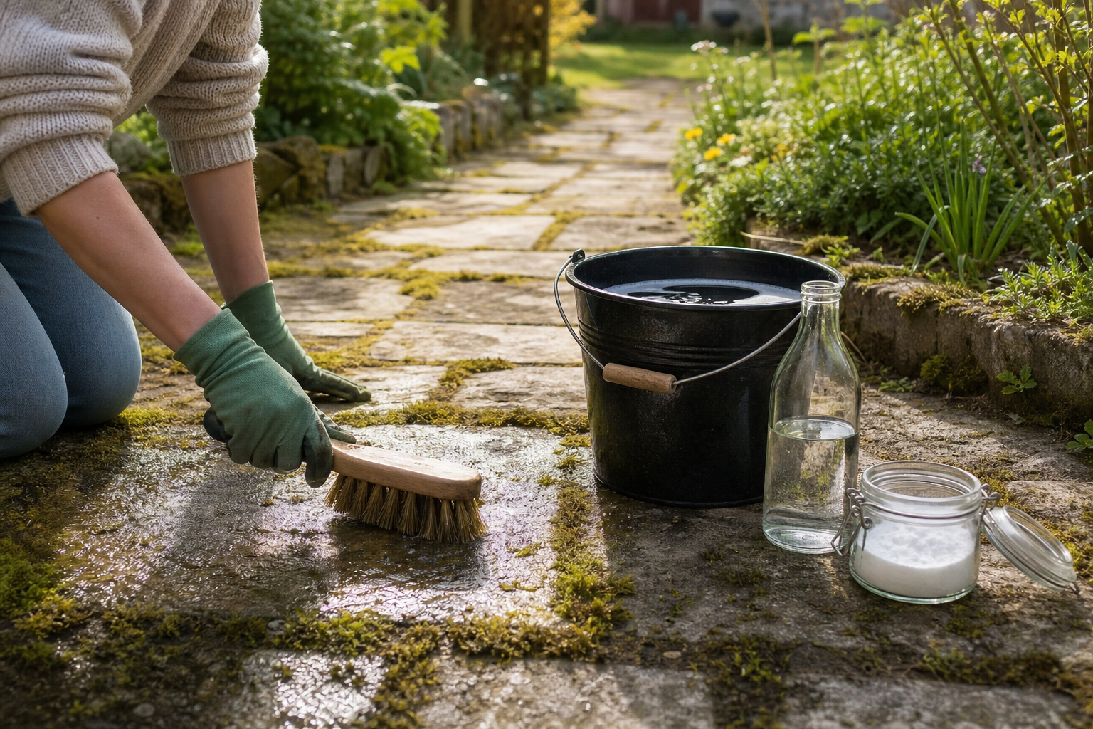 Remède de grand-mère pour enlever la mousse : ce qui marche vraiment au jardin